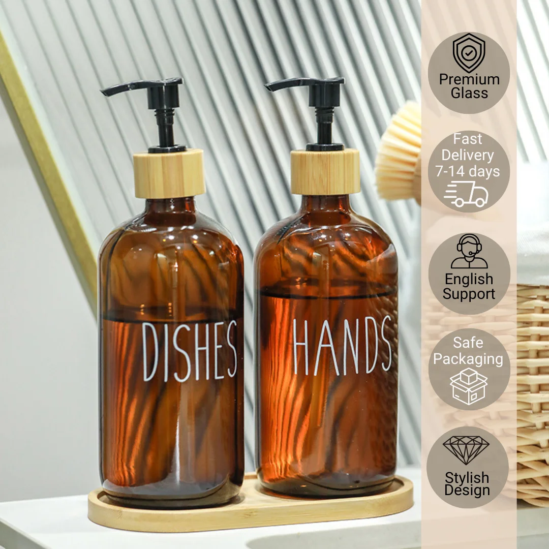 

Dish Hand Soap Glass Dispenser for Bathroom, Liquid Soap Transparent Dispenser, Shampoo Bottles