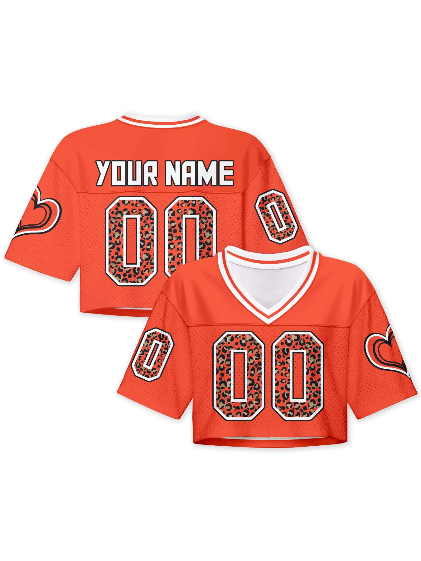 Custom Football Jersey Crop Top for Women, Personalized Name Number Game Day Shirt Leopard Cropped Jersey Streetwear Tee