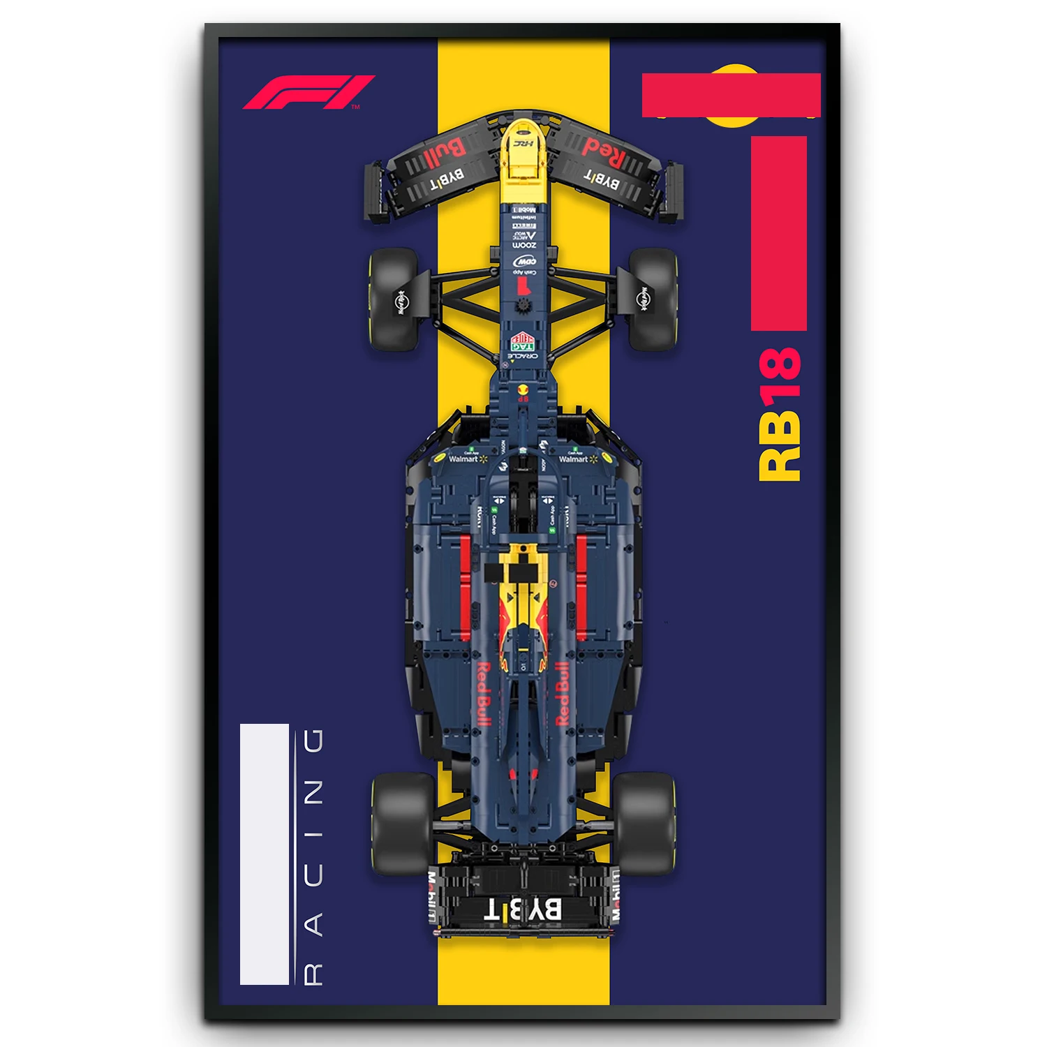 

Display Wall Mount Board voor Red Bull RB19 F1, Volwassen Collectibles Cadeaus voor Lego Auto Wall Mount (Alleen Display Wallboa