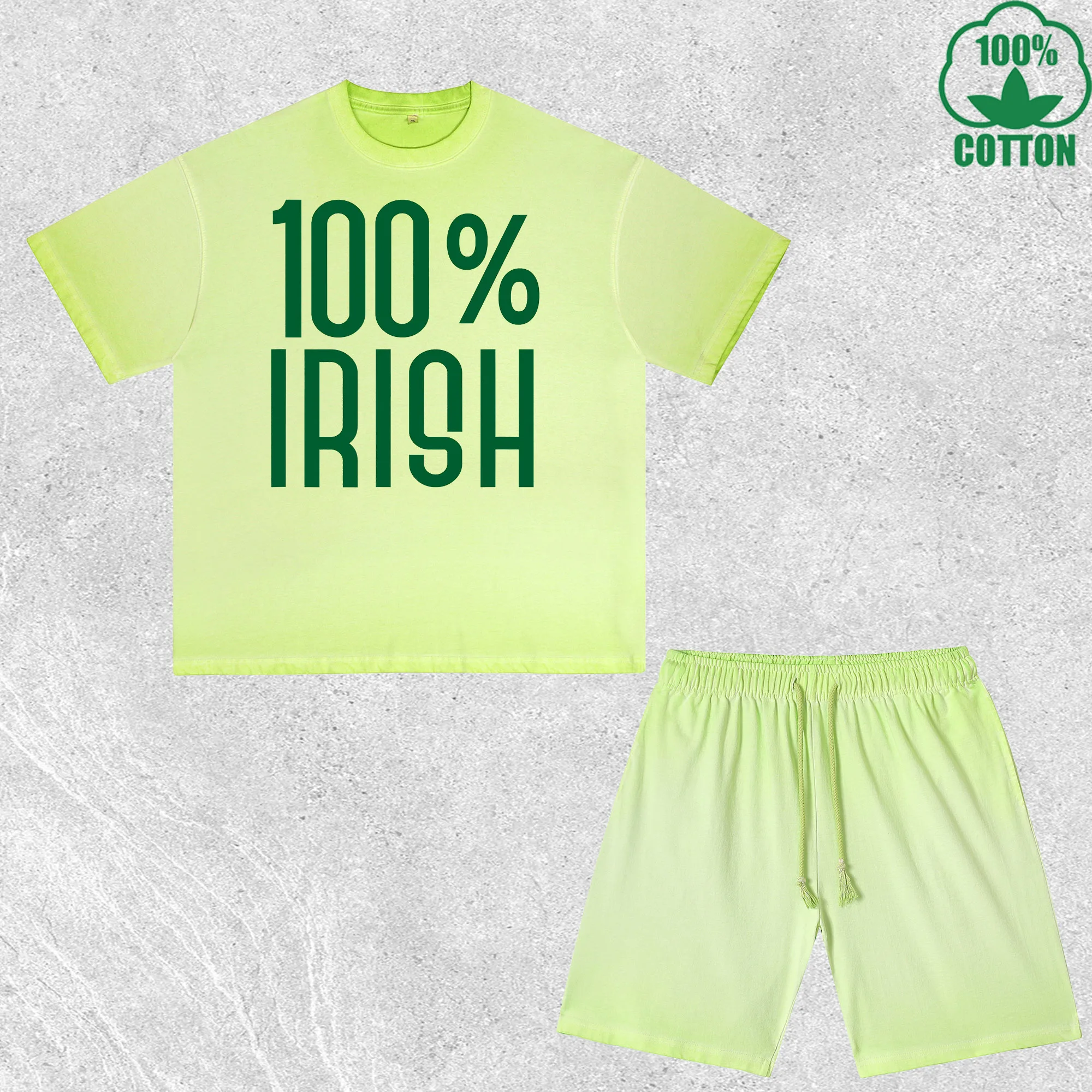 

Комплект из футболки и шорт с принтом в ирландском стиле, с эффектом потертости, разноцветный, свободный крой, модный, 100% хлопок, выгодный набор