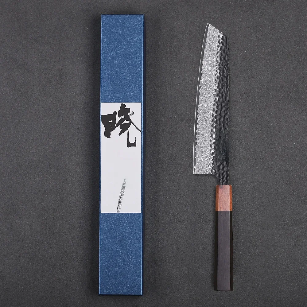 8,2" Japanisches Kiritsuke Kochmesser Damaststahl Scharf geschnittenes Fleisch-Gemüsebeil VG10 Handgeschmiedete professionelle Küchenmesser