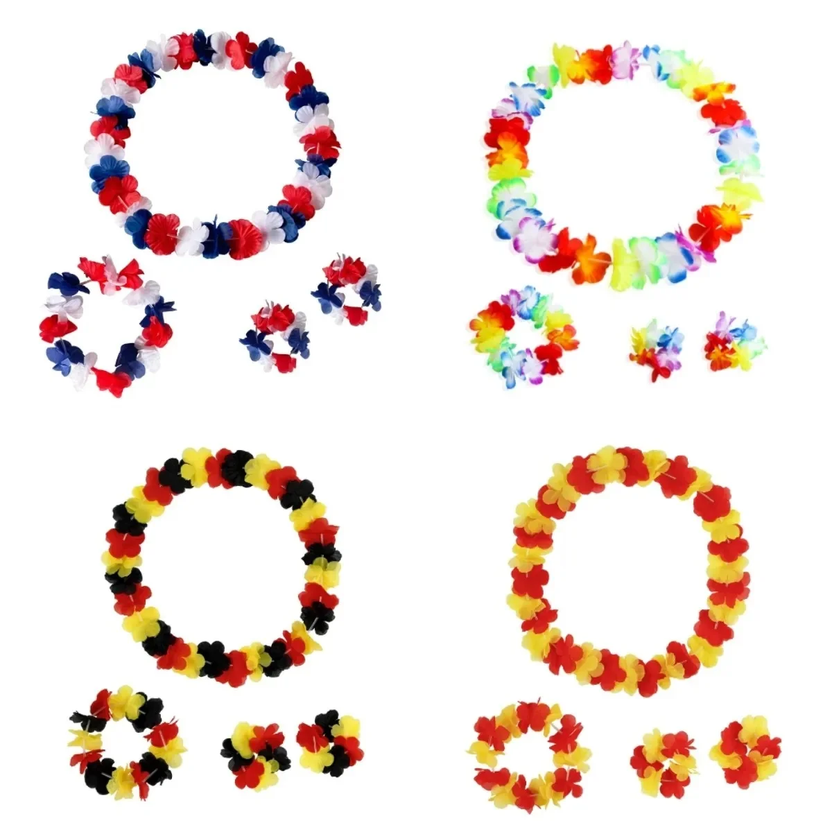 4 pièces/ensemble fleurs artificielles hawaïennes Leis collier guirlande bandeau mariage anniversaire plage décoration de fête tropicale