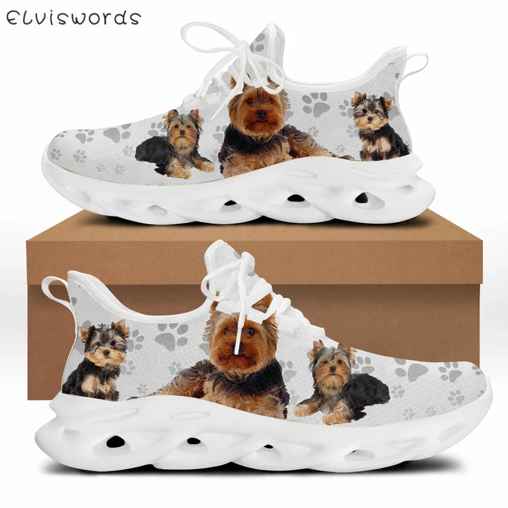 

INSTANTARTS Yorkshire Terrier Print Casual Sneakers Women Shoes Dog Paw Brand Design Summer Spring Walking Foorwear Tennis Shoes