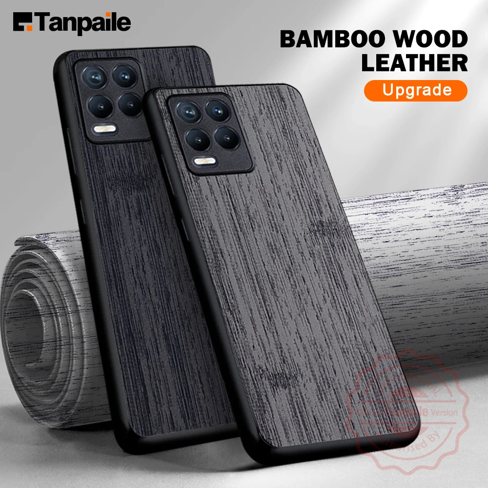 

Tanpaile Shockproof Bamboo Wood Leather Phone Case For Realme 8 Pro 5G 8i 8S Luxury Ultra thin Back Cover Casing Shell