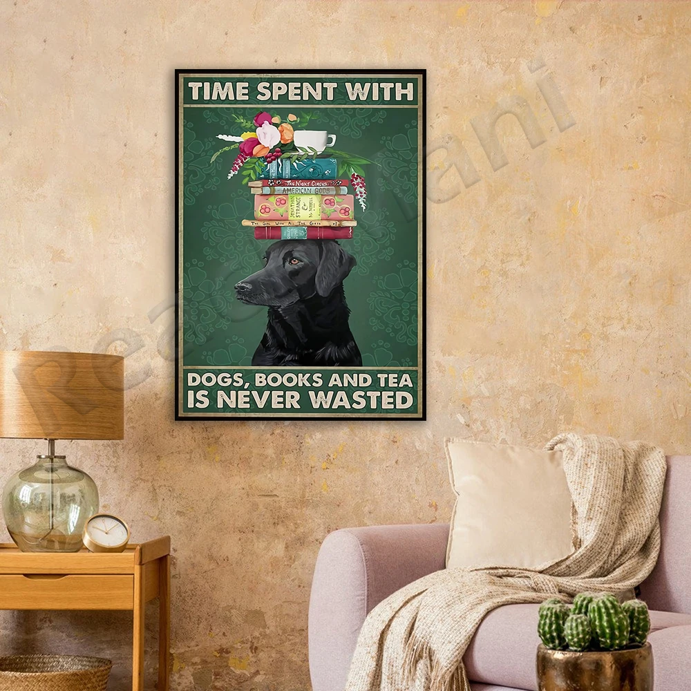 

Labrador spend time with dog book tea never waste poster, reading book, book gift