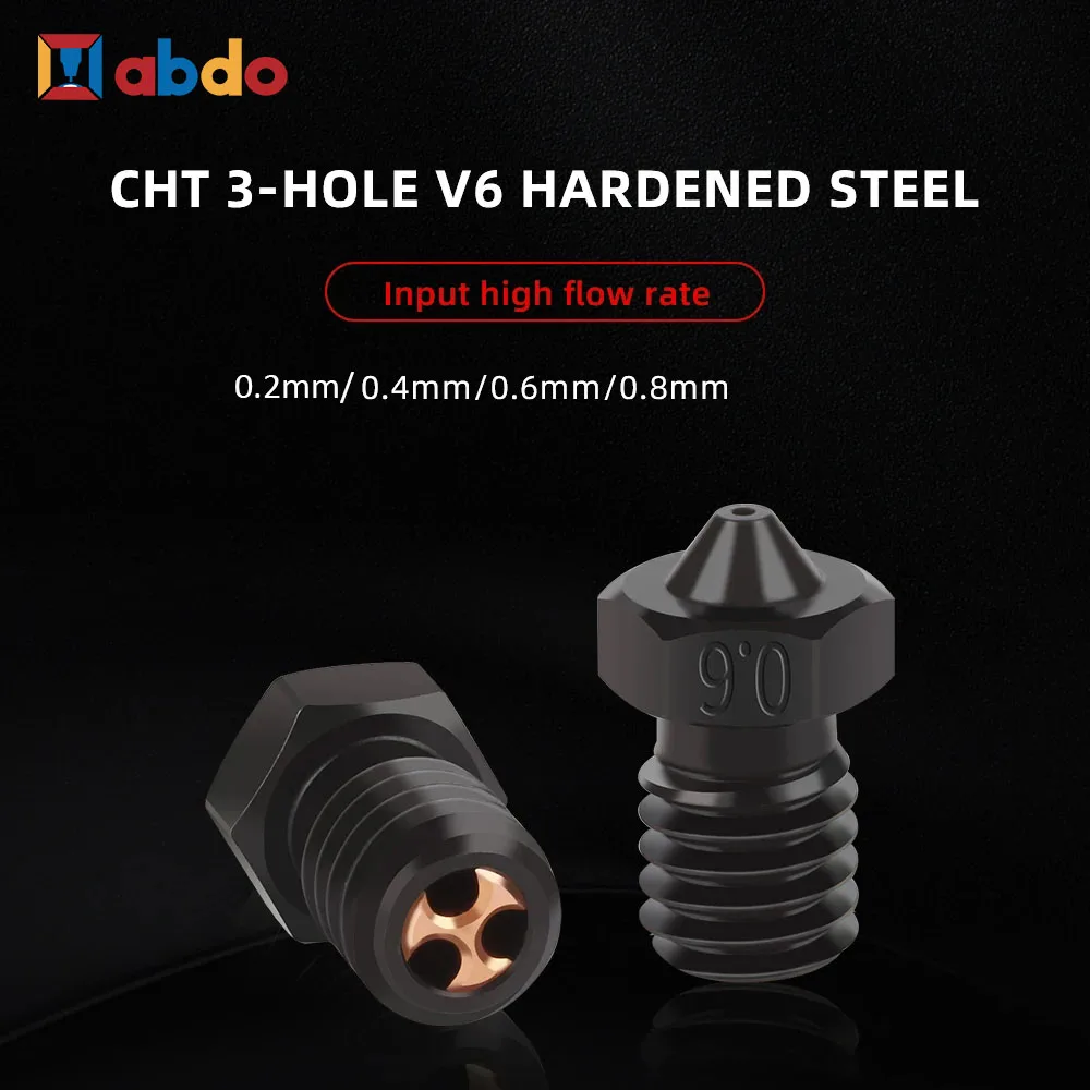 

V6 CHT Nozzle High Flow CHT Hardened Steel 0.2/0.4/0.6/0.8mm for Titan Extruder Prusa i3 MK3 3D Printer Parts E3D V6 Nozzle