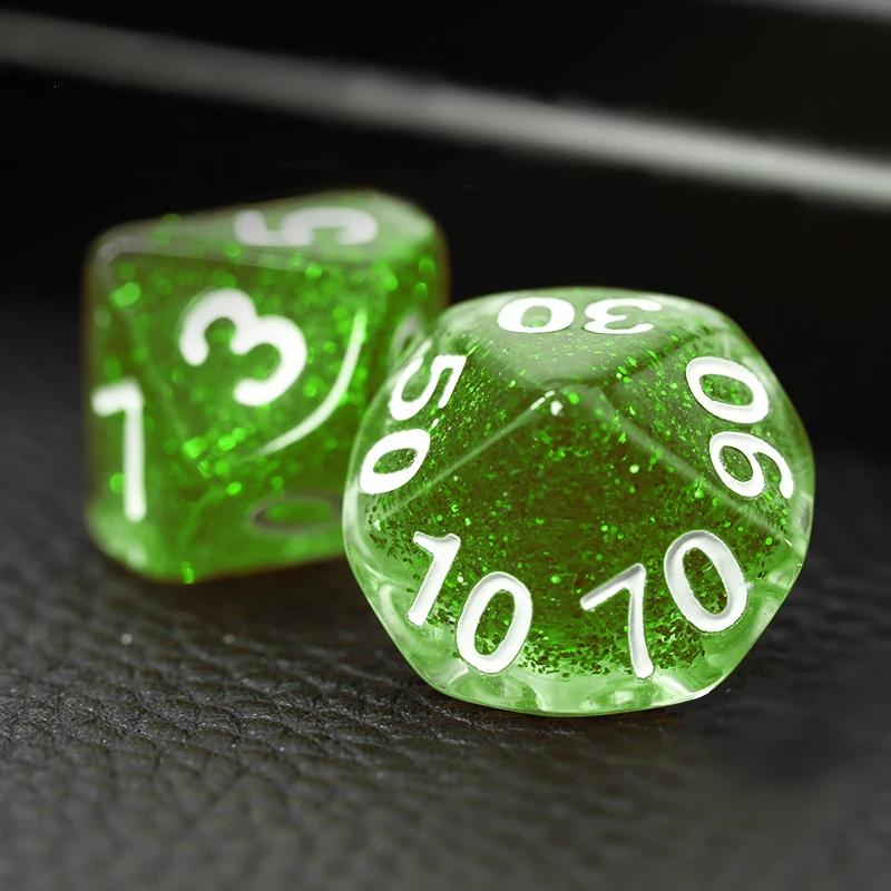 Juego de dados verdes D & D COC D4 D6 D8 D10 D % D12 D20, juegos de mesa DND RPG, 7 unidades por juego