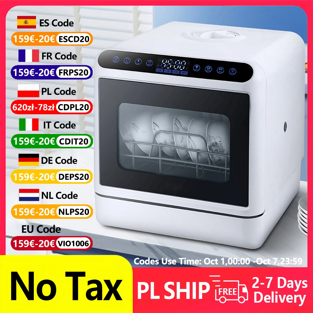 Image of Lavastoviglie da tavolo Mini lavastoviglie automatico portatile da appoggio Smart LED Touch Lavastoviglie Macchina Piatti Forchette Frutta cod004