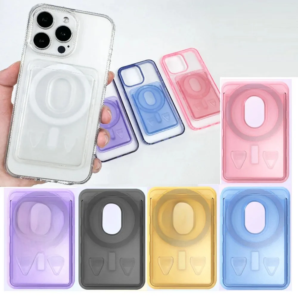 JCD Transparent Card Cover PC Hard Magsafe Strong Magnetic Card Bag For Apple Huawei Phone Case Color Back Sticker Card Cover — zdjęcie 2