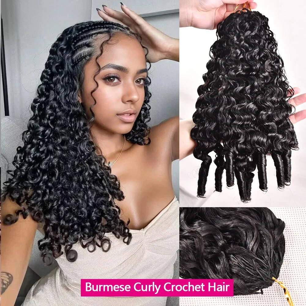 

Burmese Curly Feather Crochet Human Hair 60g Knotless Pre-Separated Feather Human Hair Crochet Bundles Remy Hair Extensions