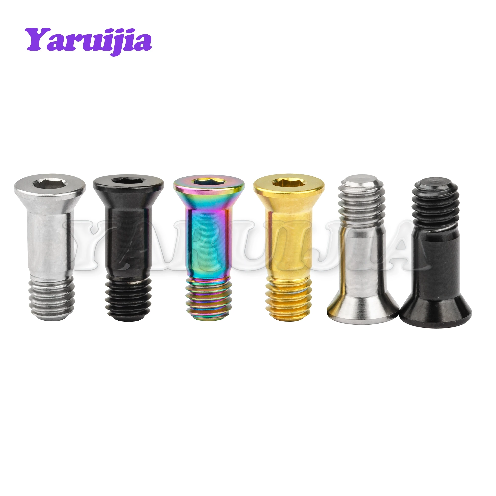 Yaruijia-Parafusos de roda de titânio, parafuso traseiro para MTB Road Bike, M5 x 14.5mm, 6pcs