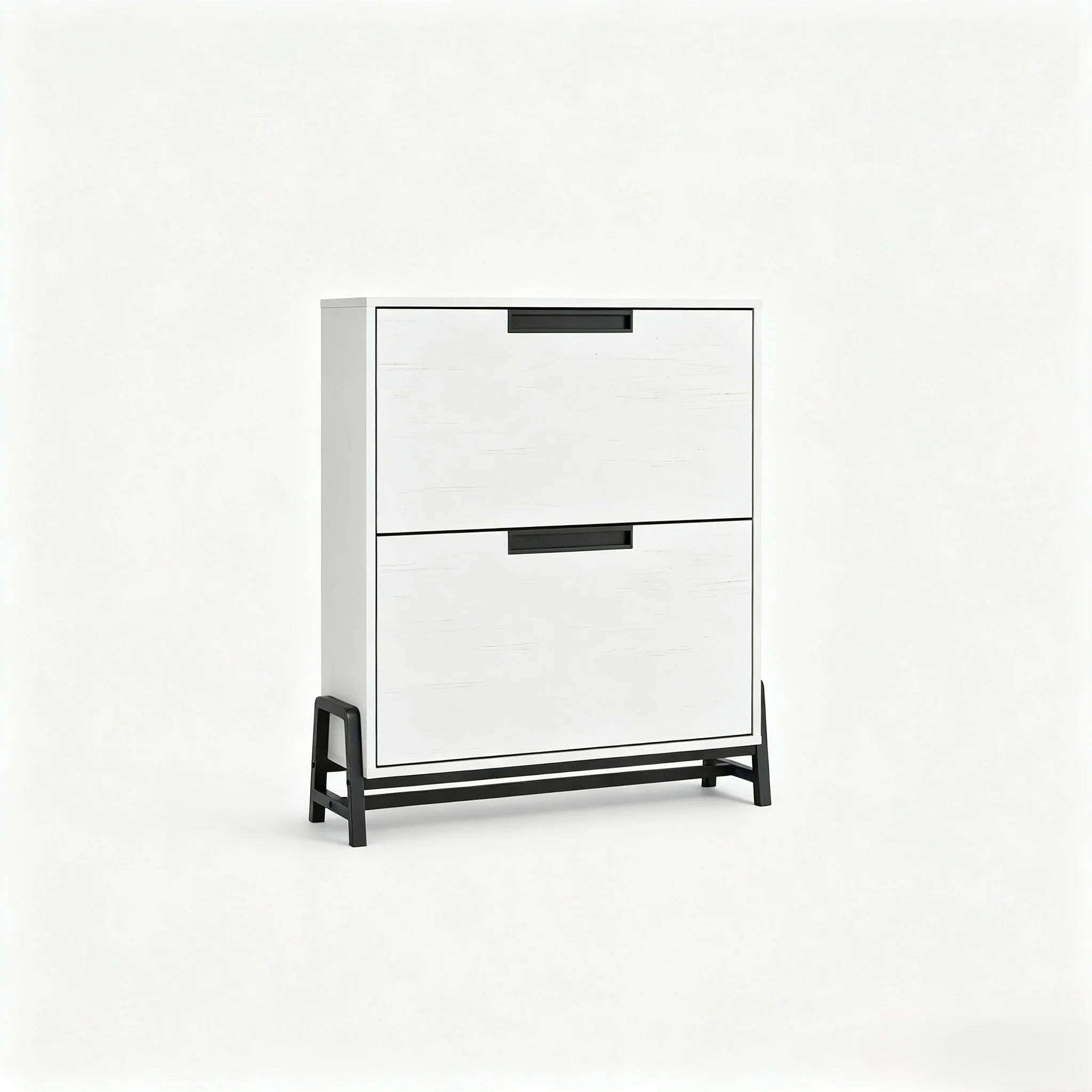 Recessed Flip Drawer Shoe Cabinet, Built‑in Narrow Shoe Storage with 2 Flip Drawers, Entryway Organizer for Hallway Living Room