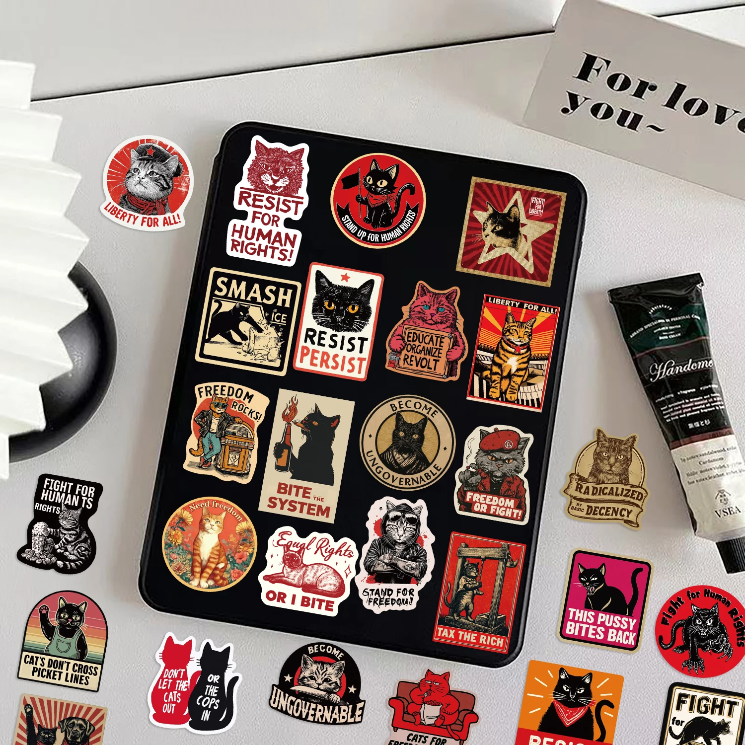 50/100 Stück Widerstands-Aufkleber, schwarzes Kätzchen-Schild, PVC-Aufkleber-Set, DIY, Skateboard, Motorrad, Koffer, Schreibwaren, Aufkleber, Dekor – Detail 9