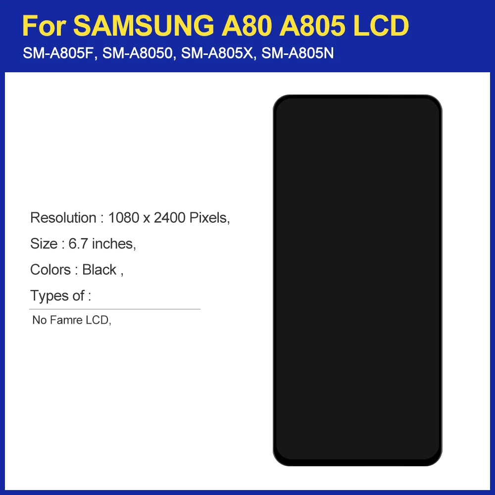 AAA+ For Samsung A80 A805 A805F LCD display Touch Screen Digitizer Assembly with Fingerprint For Samsung A90 LCD