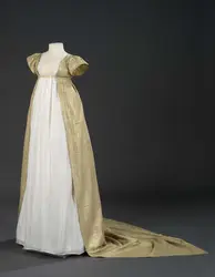 Jane Austen gold and white Dress Pride and Prejudicev regency dress Victorian High Waistline Tea Party dress Halloween ball gown