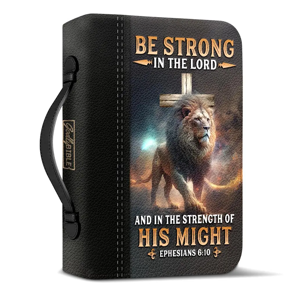 Custom Name Bible Bag for Women Be Strong In The Lord And In The Strength Bible Praise Print Ladies Bible Cover Case Handbags