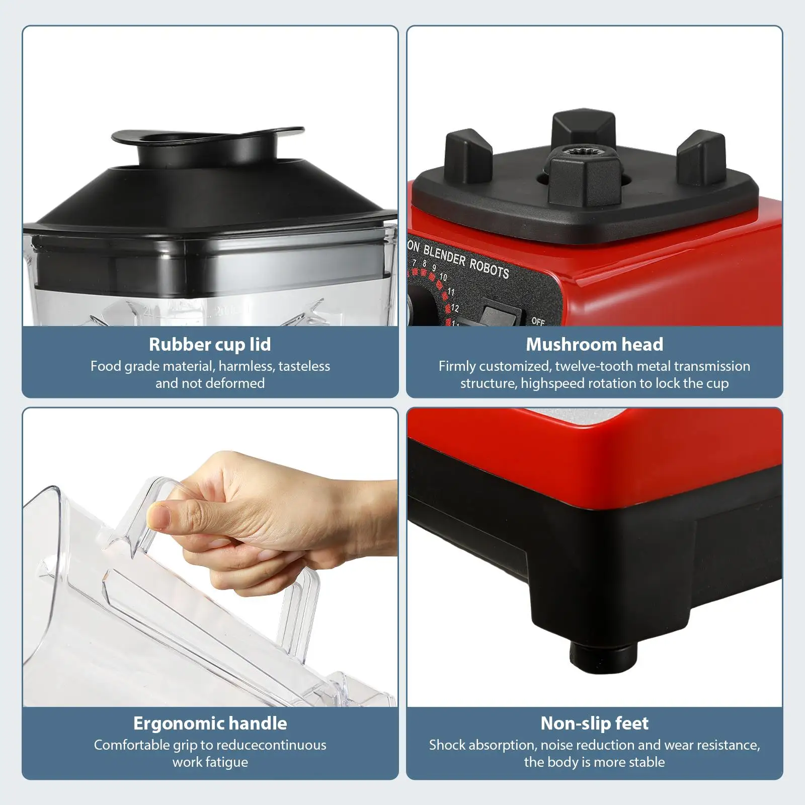 2-in-1 Robuster Mixer, Standmixer 2000W Mini-Milchshake-Maschine Vertikaler Mixer für einfache Aufbewahrung, Schwarze Farbe für einfache Reinigung – Detail 5