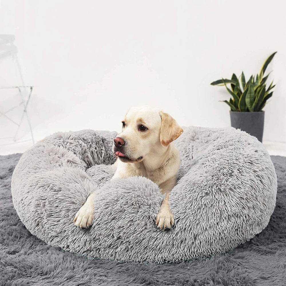 Large Dog Bed Round Plush Dog Cushion Beds for Medium Big Dogs Winter Warm Pet Kennel Sofa Soft Cat Bed Removable Dog Beds Mat