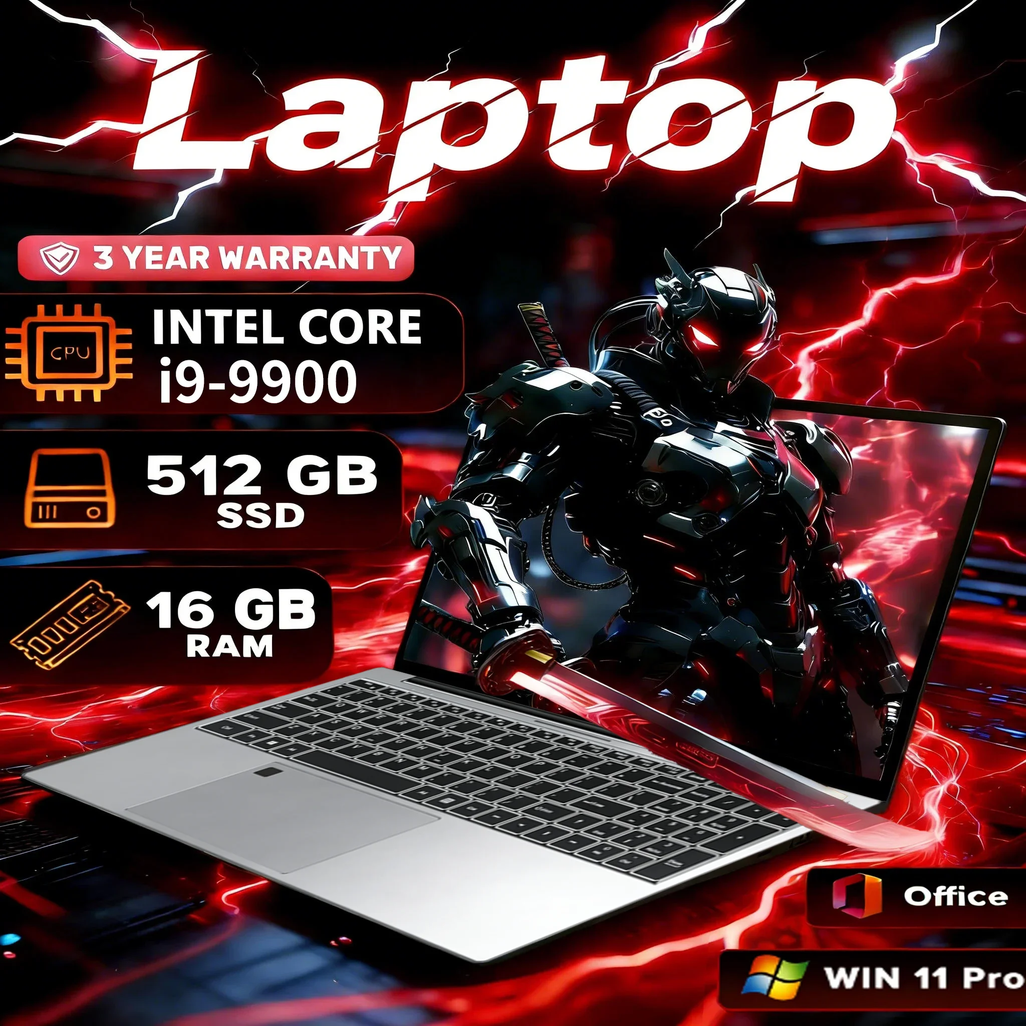 Portátil Windows 11 Intel Core i9-9900 de 15.6 pulgadas, 16 GB de RAM, 1 TB SSD, portátil de oficina con desbloqueo por huella dactilar.
