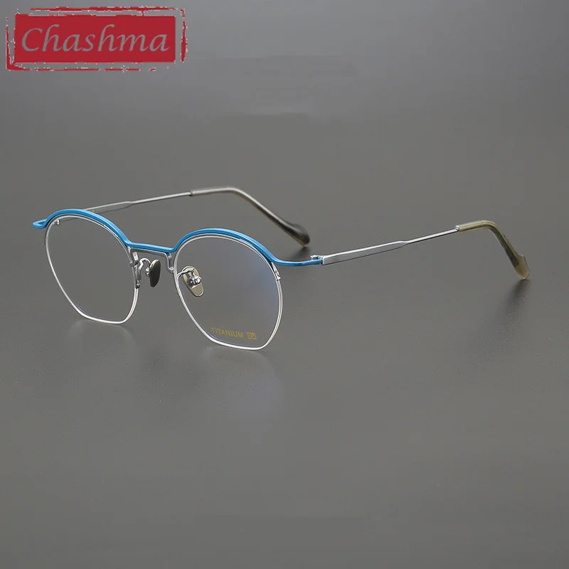 

Chashma Prescription Glasses Quality Pure Titanium Semi Eyeglasses Frames Optical Men Women Eyewear for Recipe Lenses Spectacles