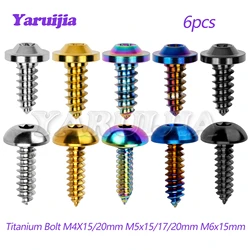 Yaruijia Titanium Bolt M4/M5/M6x15/17/20mm Torx Head Self-Tapping Button Screw for Motorcycle Bike Car 6pcs