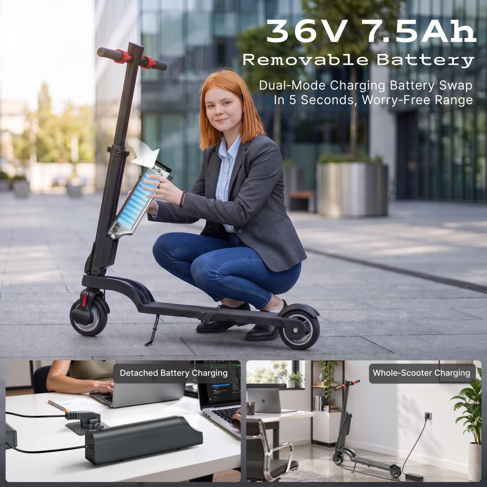 HX X6 350W 25km/h 36V 7,5Ah Elektroroller 5,5'' E-Scooter für den täglichen Arbeitsweg mit herausnehmbarem Akku, faltbarer Rucksack-E-Scooter – Detail 3