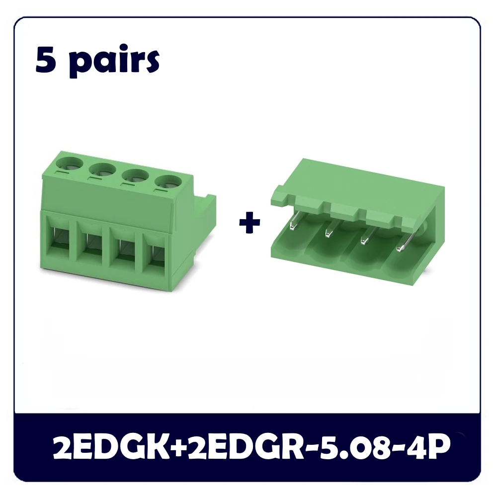 5PCS 4pin 2EDGR 2EDGV 2EDGK 2EDGRC 2EDGVC 5.08 4P Pluggable PCB Header Terminal Block Connector