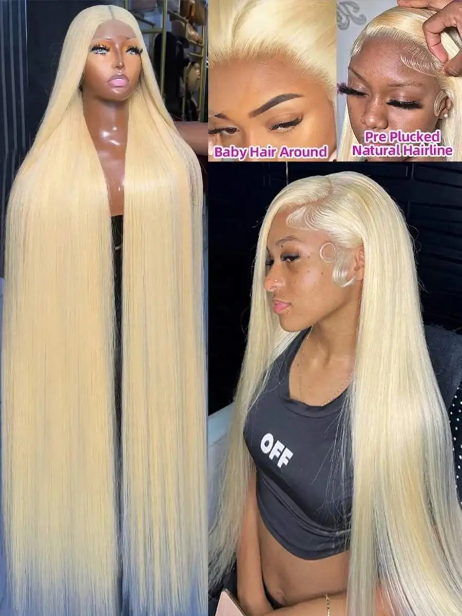 34インチ グルーレスウィッグ 人毛 生え際処理済み S613 13x4 HDレースフロントウィッグ 人毛 グルーレス 200%密度 ベビーヘア付き