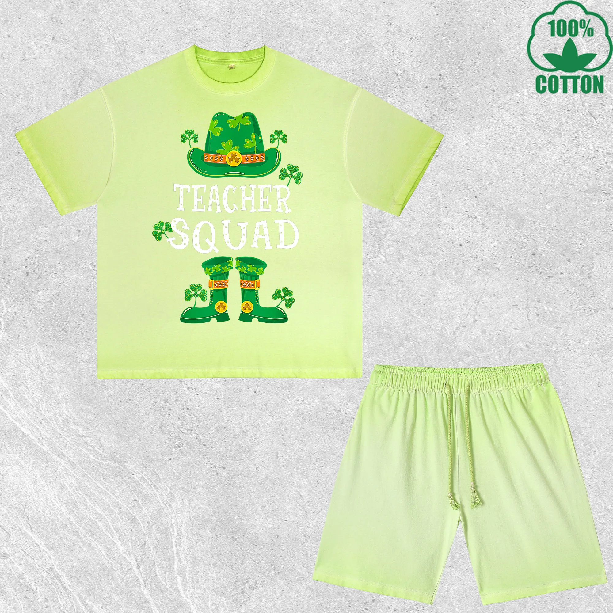 

Комплект из футболки и шорт Teacher Squad с принтом, эффектом потертости, разноцветный, свободный крой, модный, 100% хлопок, выгодный набор