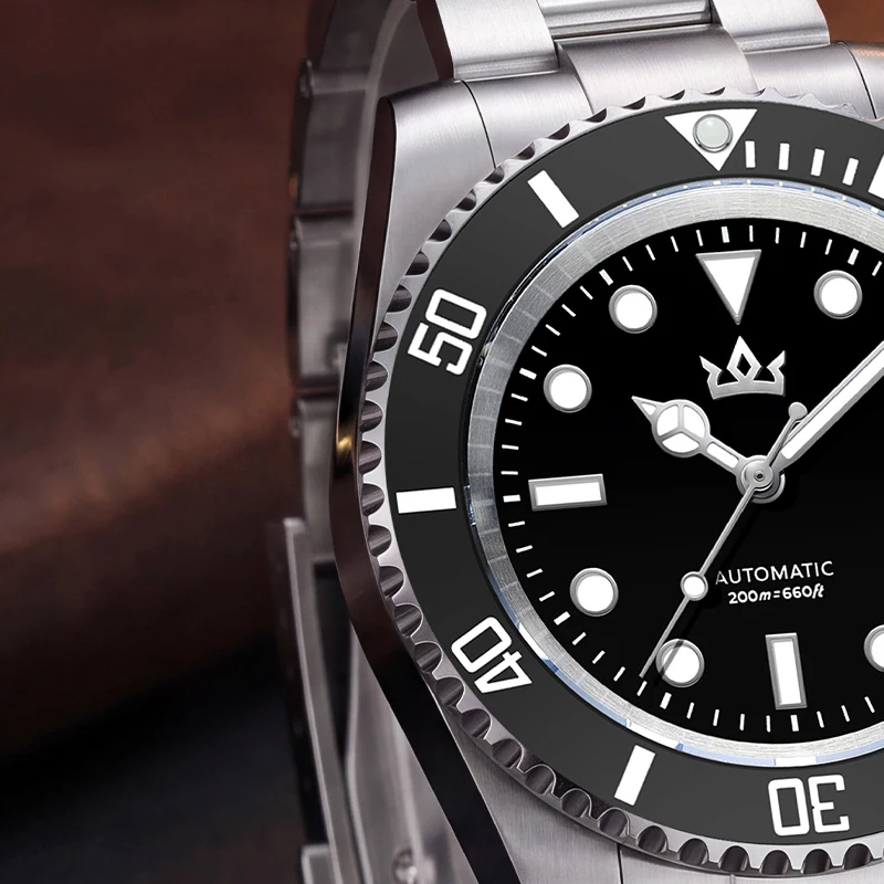 AddiesKin K012 Men Luxury Automatic Watch Unique Sardonyx Mineral Stone Dial Ceramic Bezel ST2130 BGW9 Luminous 200M Dive Watch