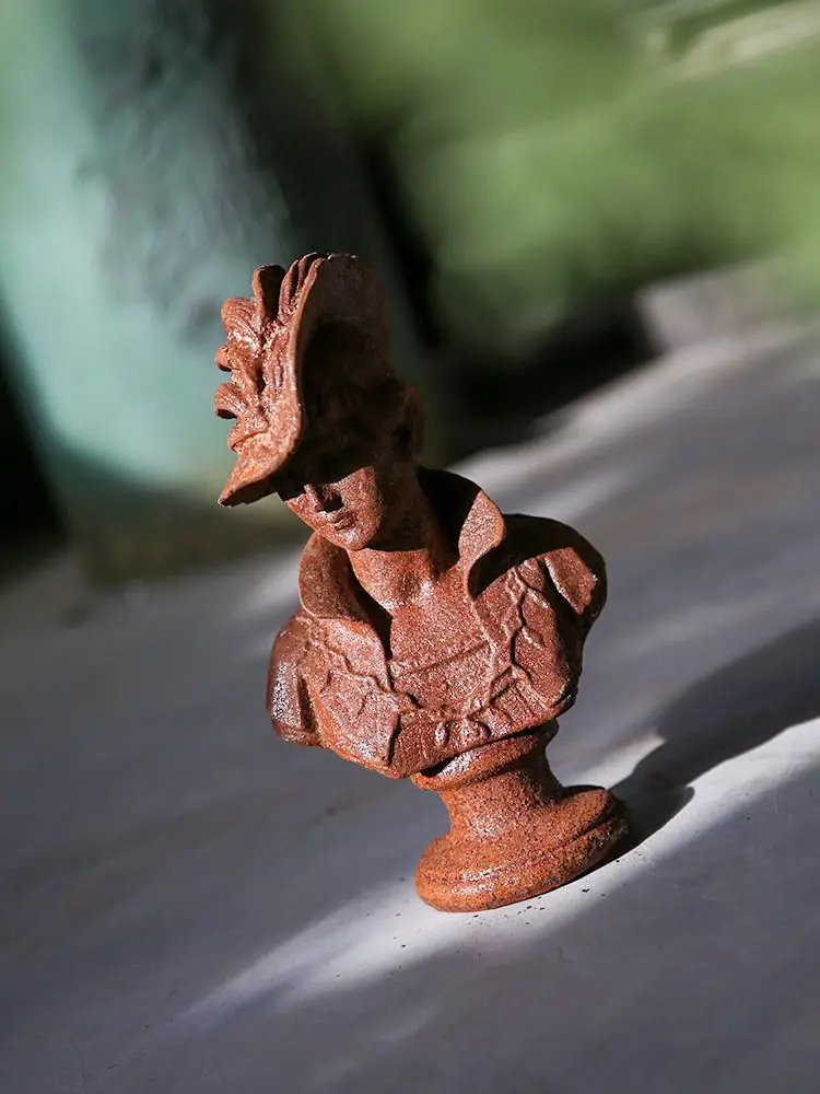 Rustic Victorian Lady Bust Statue, Vintage European Female Sculpture, Antique Cast Iron Style Bust Figurine for Farmhouse