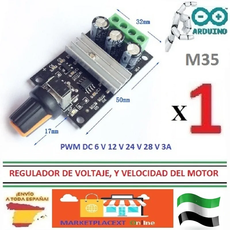 Voltage regulator PWM DC 6V 12V 24V 28V 3A Motor speed controller from Spain MARKETPLACEXT M35