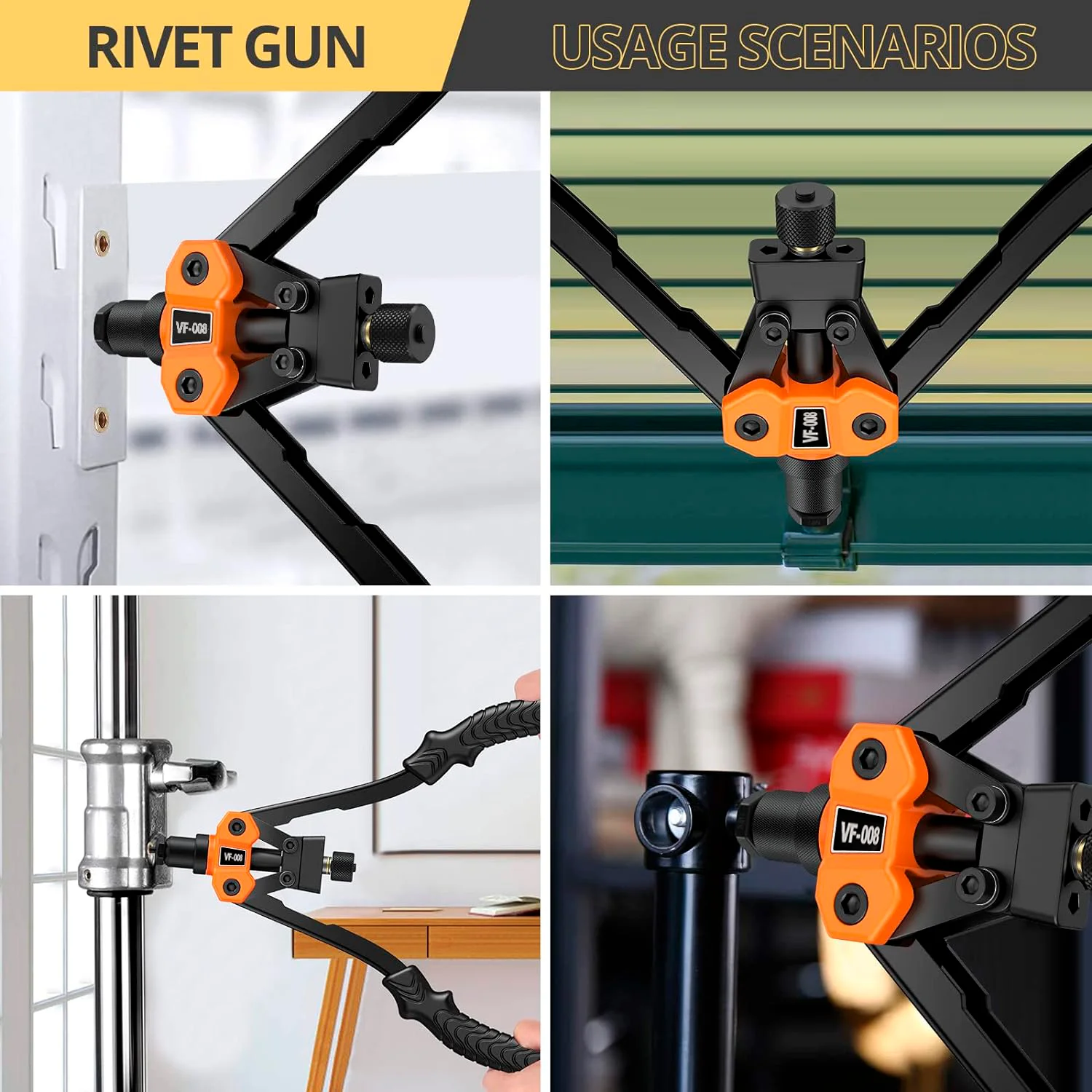 Portable Manual Rivet Nut Gun,M3/M4/M5/M6/M8/M10 Mandrels Adapter,Insert Hand Threaded Rivet Tool,Home Riveting Tools, DIY