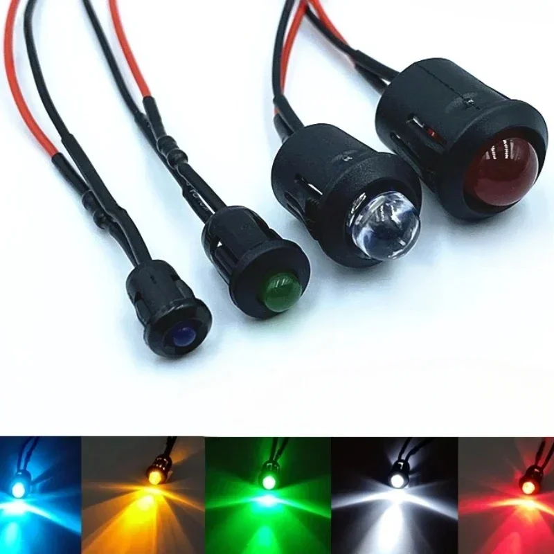 Petite tête ronde LED avec petite perle lumineuse, manchon de lumière noire, 3mm, 5mm, 8mm, 10mm, 3V, 6V, 12V, 220V, 6mm, 8mm, 12mm, 14mm, lot de 5 pièces