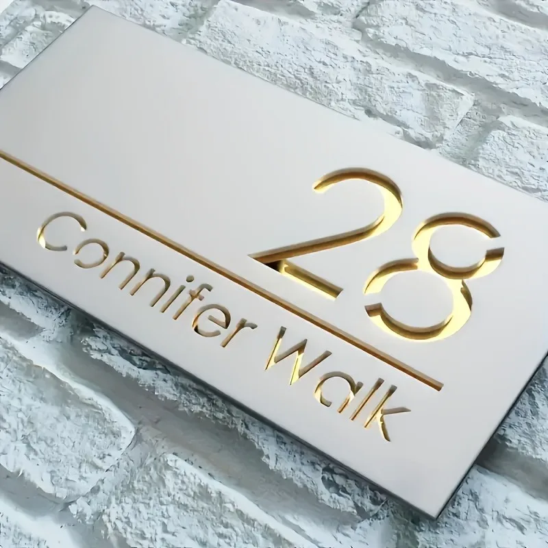 Customizable Home Decor Laser-Cut Acrylic Door Signage - Modern Address Signage with Digital Street, Residential and Commercial image 3