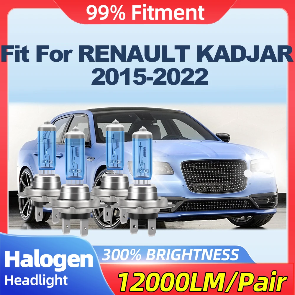 Fit For RENAULT KADJAR 2015 2016 2017 2018 2019 2020 2021 2022 24000LM Turbo Auto Lamps 200W Halogen Headlight Bulbs 12V 6000K