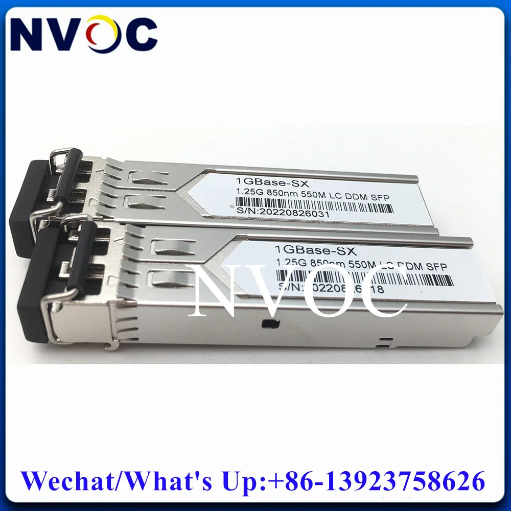 2Set 1000M 1RJ45+1Gigabit SFP Unmanaged Fiber Optic SFP Media Converter Switch With 1.25G,MM,850nm,500M,DDM,Duplex LC Module