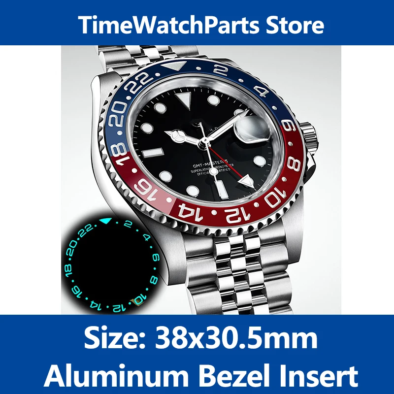 

Luminous Aluminum Bezel Insert For SKX007 SKX009 SRPD Watch Cases 38x30.5mm Coke Insert NH35 NH36 Movt Seiko Watch Mod Parts