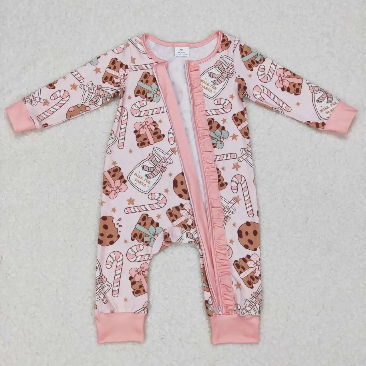 2024 baby onesie baby girl cookies print long-sleeved onesie baby girl winter christmas romper