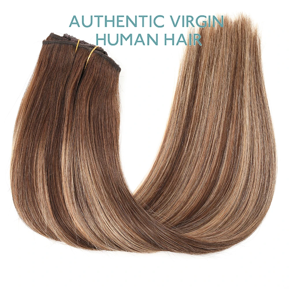 Clip In Human Hair Extensions Add Hair Lace Full Head Double Weft 8PCS Brazi Straight Clip In Hair Extension for Women Highlight