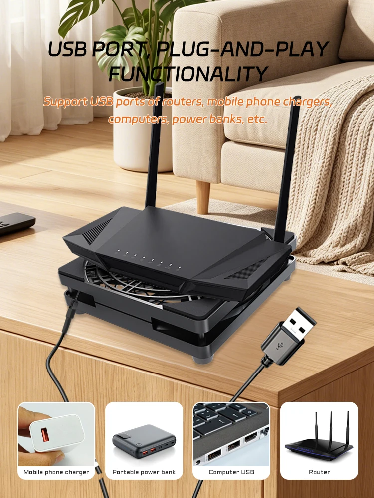 5V USB-betriebener 125mm Router-Kühlventilator mit Ein-/Aus-Schalter und Geschwindigkeitsregler für Modem, NAS, Set-Top-Box und andere Geräte zur Wärmeableitung. – Detail 8