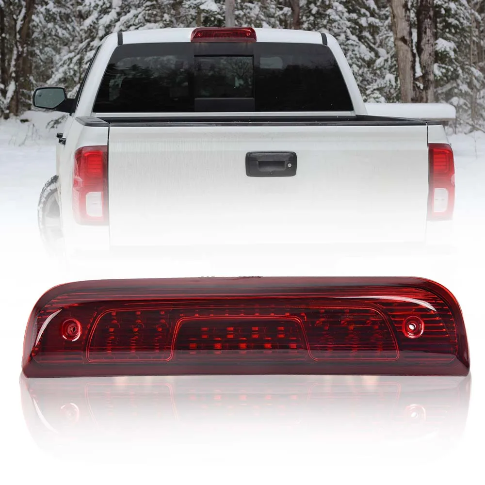 

Led Brake Tail Light Cargo Lamp Fit for 2014-18 Chevy Silverado Gmc Sierra 1500 Rear Red Lens Black Housing High-Mount Stop
