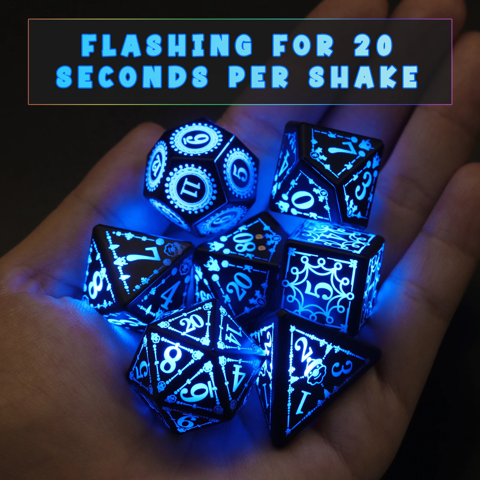 LED Dice Rechargeable with Charging Box Electronic Dice Set for Rpg Role Playing Tabletop Games D&D Dice