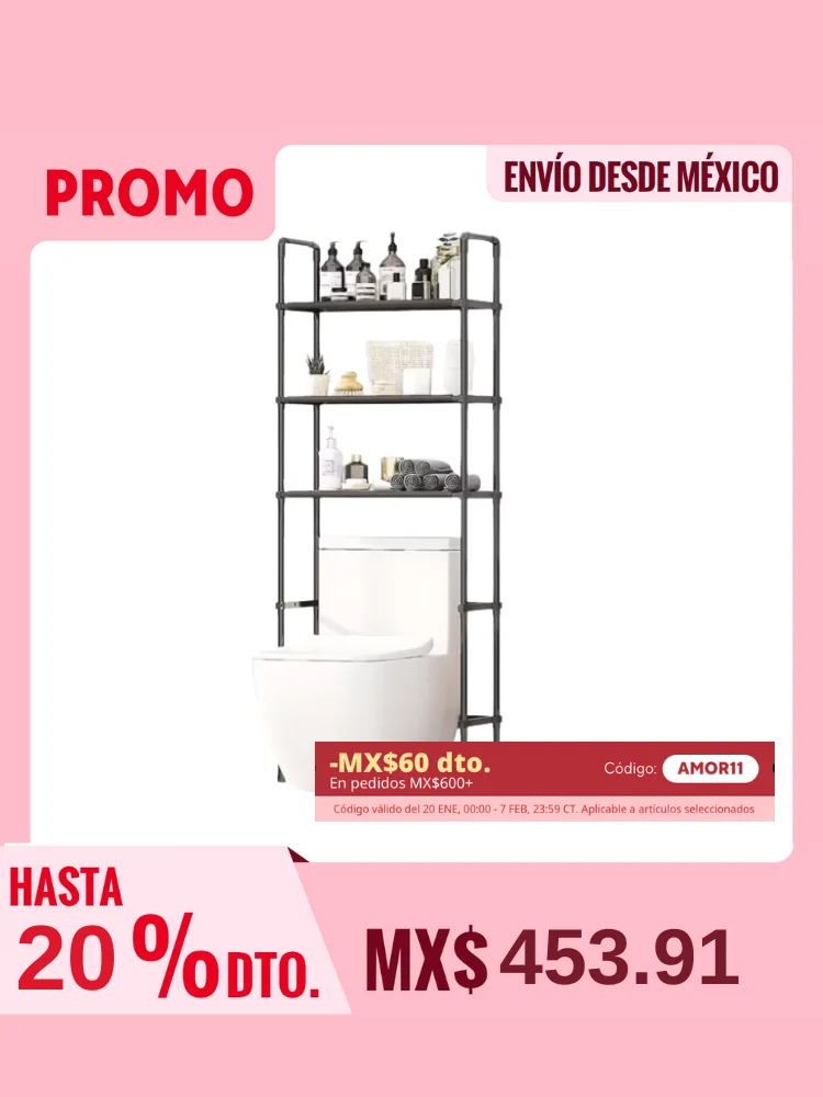 Organizador de Baño con 3 Niveles, Diseño Compacto y Elegante Ahorro de Espacio Sobre el Inodoro