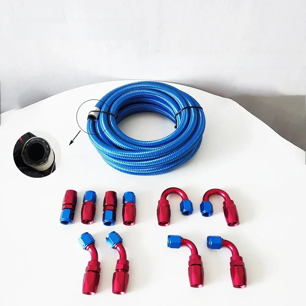 AN4/AN6/AN8/AN10/AN12Universal Braided Oil Fuel Line Hose Kit CPE Oil Gas Stainless Steel Filler Feed Hose End Fitting Adapters — zdjęcie 2