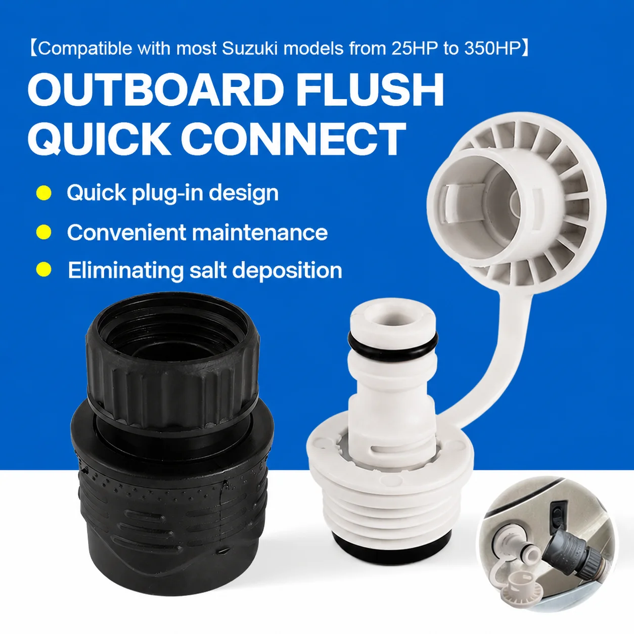 Kit Adaptador de Conexão Rápida para Lavagem de Motores de Popa de Iates, Compatível com Motores Yamaha, Suzuki e Mercury