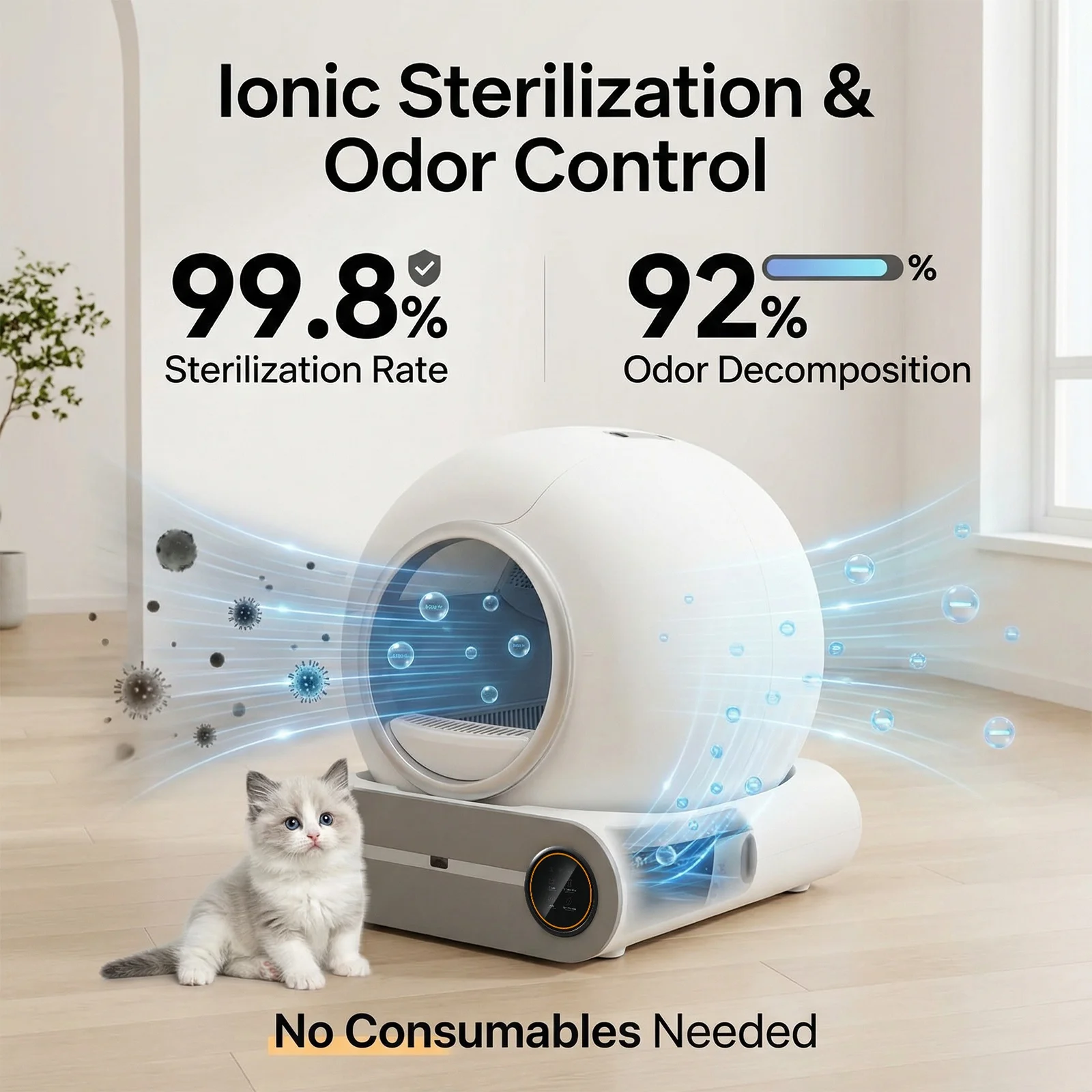 Intelligente Selbstreinigende Katzentoilette 65L Große Kapazität Automatische Katzentoilette WiFi Tuya APP-Steuerung Halbgeschlossene Sicherheits-Geruchskontrolle Katzentoilette mit Streumatte & 3 Rollen Müllbeuteln (Dieser Link bietet zwei Optionen) – Detail 3