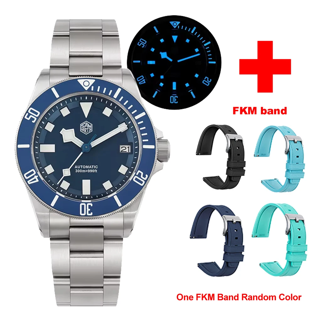 San Martin Grade5 Titanium Watch SN0121TD PT5000/ST2130 Automatic Movement Watch 300M Waterproof Adjustable Clasp Wristwatch image 3