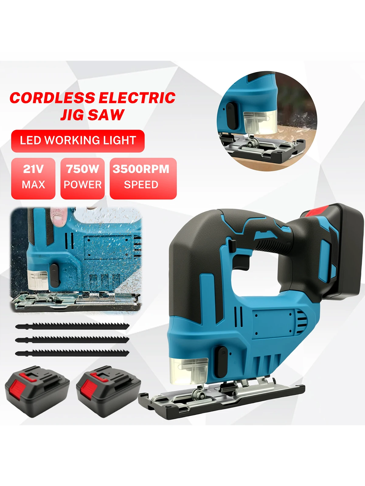 Bürstenlose elektrische gebogene Säge Stichsäge 3500 U/min kabellose Handheld-Holzbearbeitungssäge Rohrschneidemaschine für Makita 21 V Akku