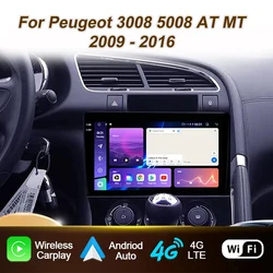 Car Radio Android For Peugeot 3008 5008 AT MT 2009 2012-2016 Carplay Auto Video Player Stereo Multimedia 4G WIFI Screen 2din DVD
